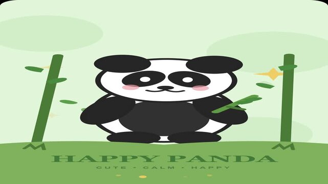 Cute Happy Panda Character Animation in Bamboo Forest