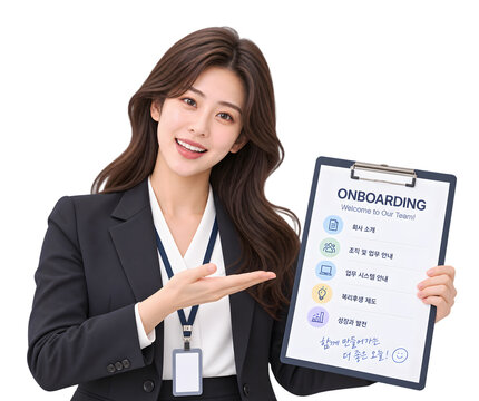 신입사원 온보딩을 안내하는 여성 인사담당자Generating AI