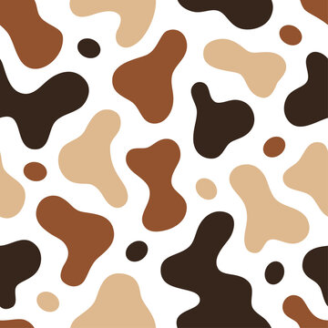 Abstract brown seamless pattern. Abstract funky amoeba spots and dots.