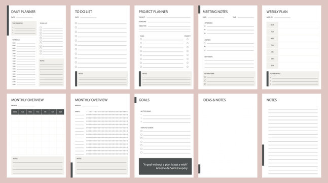 Daily planner template a4. To Do List Planner Page. Priorities and goals layout, notes and oth. Printable Daily Organizer.