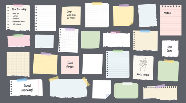 Big set of various paper notes, stickers, duct tapes.