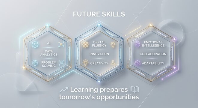 Future Skills Hexagons With Text For Learning And Growth