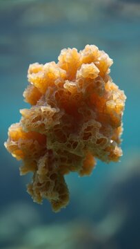 Close-up of a Bright Orange Sea Sponge in Tropical Waters