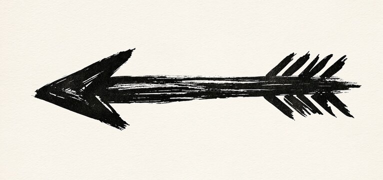 Bold textured ink brush arrow on a light background, ideal for eye-catching directional signs and graphic designs.