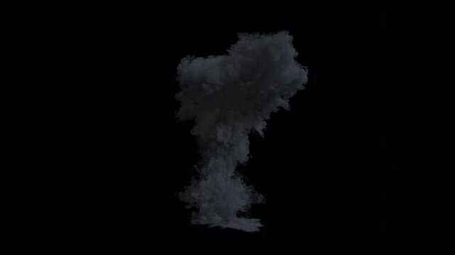 large explode massive dark smoke plume and fire