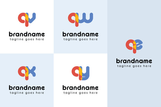 Letters qv qw qx qy qz Playful Logo, represent a fun, energetic, and joy