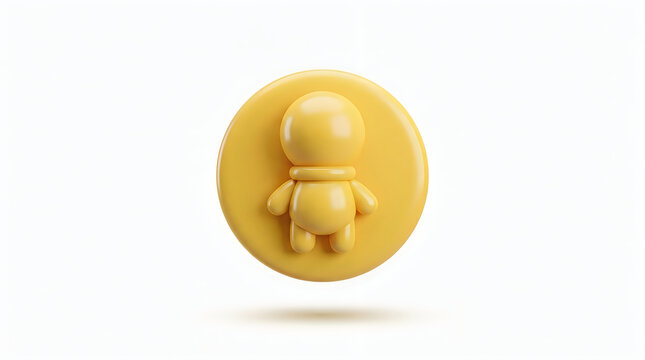 A 3d render of a cute yellow astronaut character icon isolated on a clean white studio background