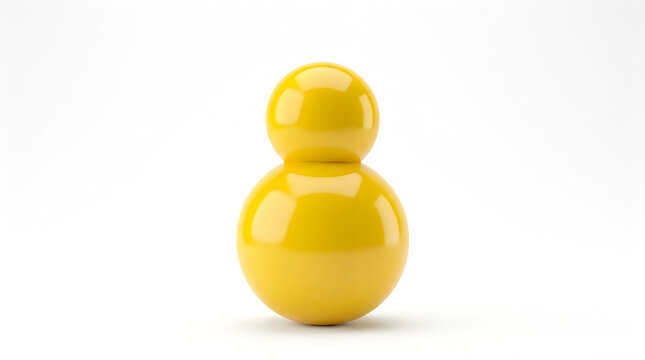 A single bright yellow glossy sphere shaped object isolated on a clean white studio background for design