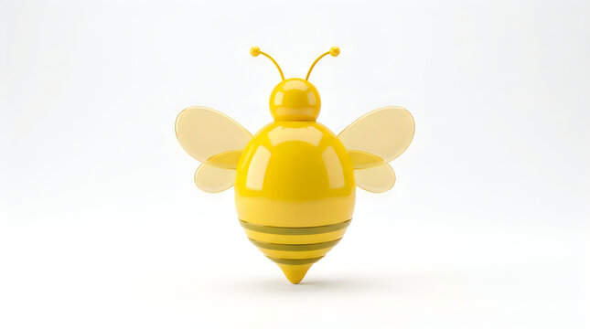 A cute 3d rendered yellow bee character isolated on a clean white background for design projects