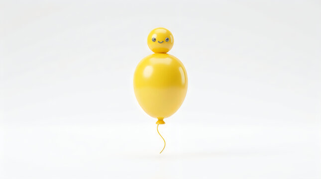 A cute yellow chick shaped balloon isolated on a white background for easter party decoration and celebration