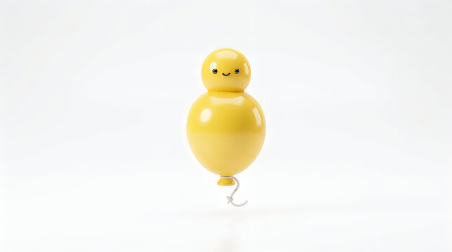 A cute small yellow chick toy standing on a white background isolated for children and easter concepts