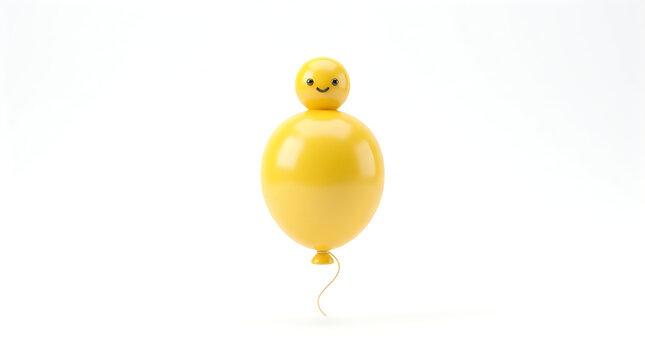 A single yellow balloon shaped like a cute little duckling isolated on a clean white background for parties