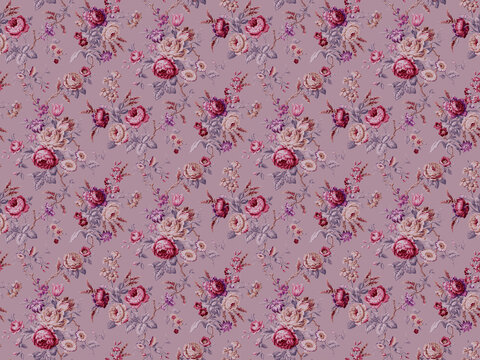 seamless pattern with pink flowers