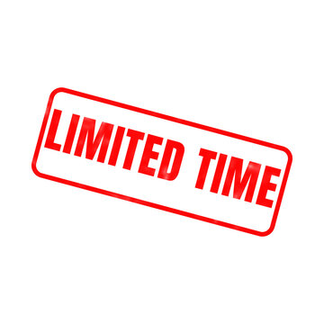 Red limited time rubber stamp isolated on white background