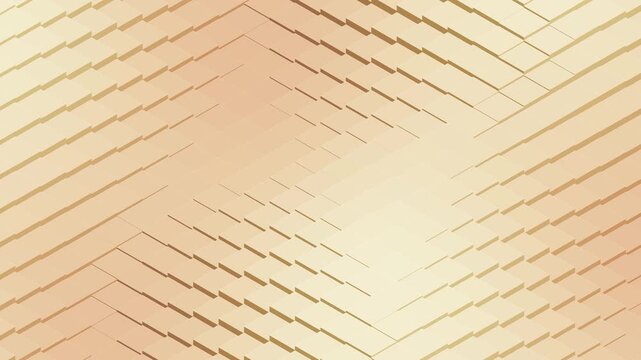 Loop of abstract golden isometric 3D paper dunes. Modern soft gold geometric wave background loop