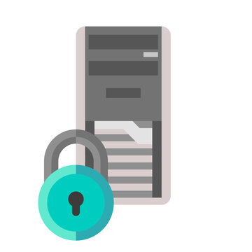 Server Security with Padlock and Cyber Protection Vector Illustration