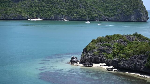 Tropical sea and limestone islands in Ang Thong National Marine Park 