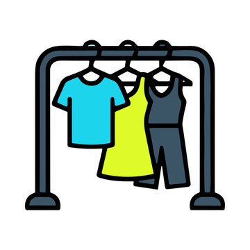 Illustration of Clothes Hanging on a Clothes Rack