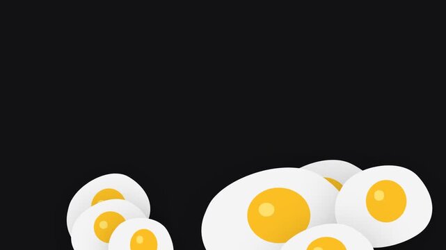 Minimalist illustration of fried eggs on a black background