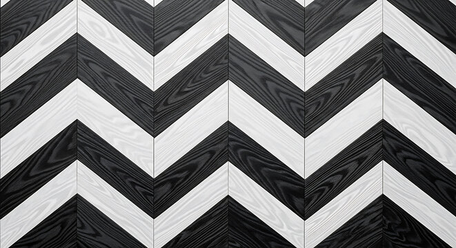 Black and white chevron pattern wood floor texture background