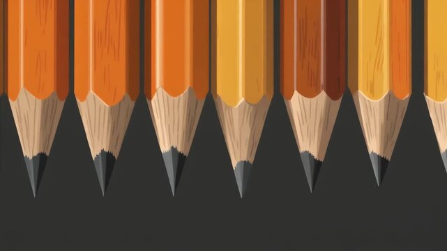 Close-up of several sharpened colored pencils arranged side by side, showcasing natural wooden textures and vivid tones for an artistic, creative, educational, and stationery concept.


