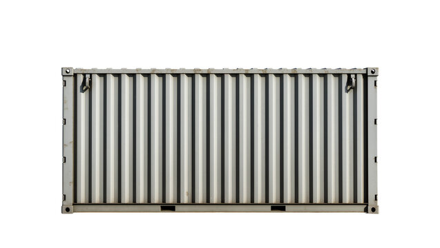 Corrugated metal shipping container, isolated on transparent background