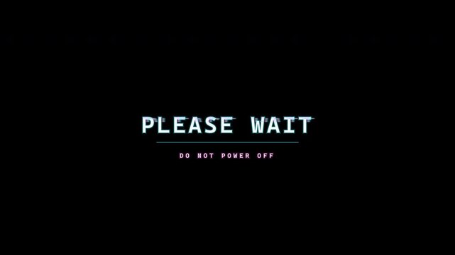 Neon Cyber Please Wait Glitch Text RGB Split Distortion Dark Futuristic Background Loop 4K