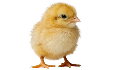 Fluffy yellow baby chick with beady eyes, isolated on transparent background © Mihai