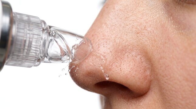 Deep pore vacuum cleansing tool performing hydra facial hydrodermabrasion on nose
