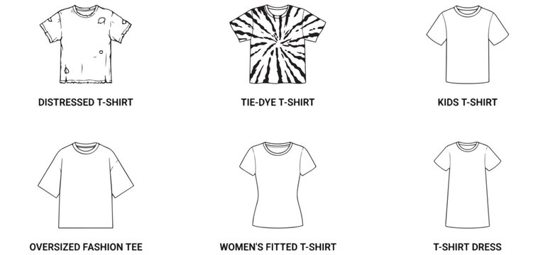 Tie Dye T Shirt Outline Vector Mockup Template