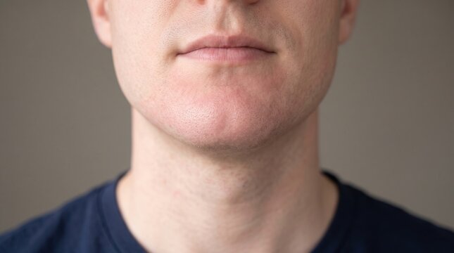 Perioral dermatitis redness and skin irritation around mouth and chin of young male