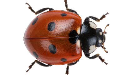 Detailed ladybug with black spots, isolated on transparent background © Ibrian