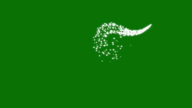 White glowing twinkling glitter star magic sparkles glitter line stars.twinkling shimmer line effect, doodle stars motion, green screen background.4k animison