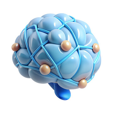 Minimal AI Brain stylized transparent glass brain with a few luminous neural connections.