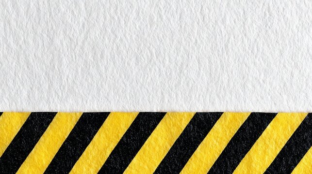 Yellow and black caution tape border on white background for construction safety warning