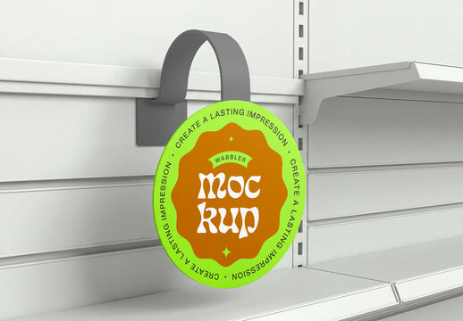 Hanging Shelf Wobbler Sign Mockup