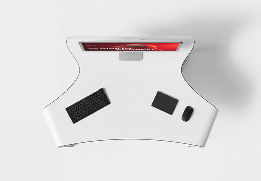 Monitor Desk Workstation Mockup