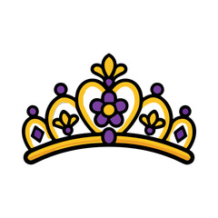 Ornate Golden Tiara with Purple and Yellow Accents Featuring a Flower Motif © zain