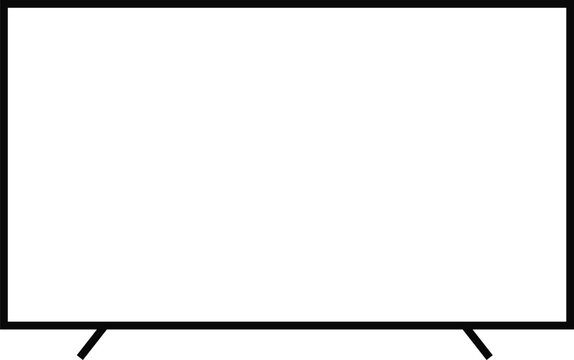 Modern flat screen television with a blank white screen isolated on a white background