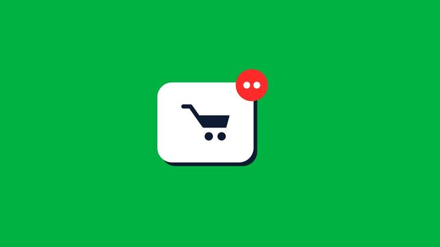Add to Cart Button Click Animation with Arrow Cursor, Product Tile Absorbed into Flat Plate and Red Badge Gaining White Dots on Green Screen Chroma Key Background in 4K