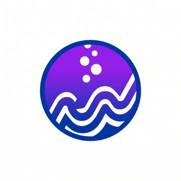 Circular ocean wave and bubble logo