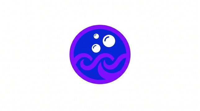 Circular ocean wave and bubble logo