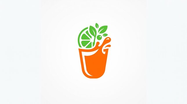 Fresh orange juice logo with lime slice and leaves