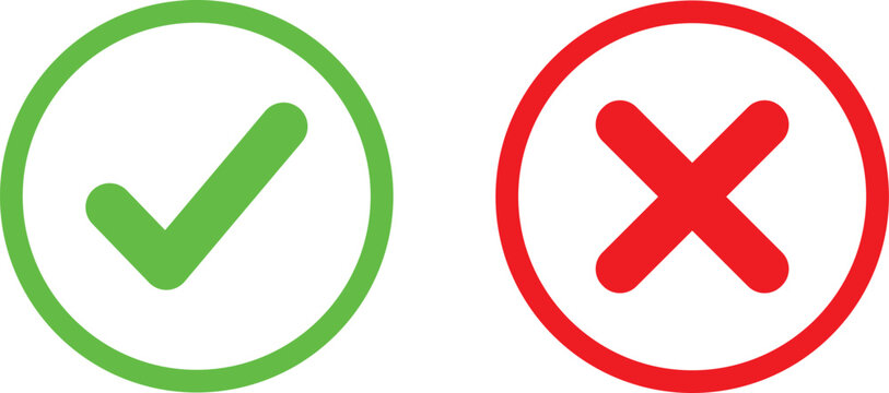 Green check mark and red x cross circle icons for positive and negative choice selection