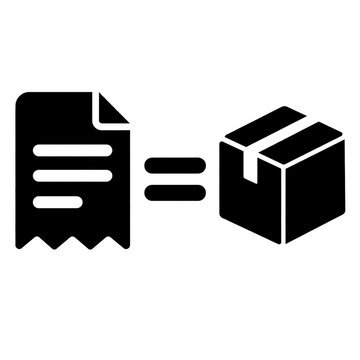 Purchase order matching icon with a receipt and package for procurement verification