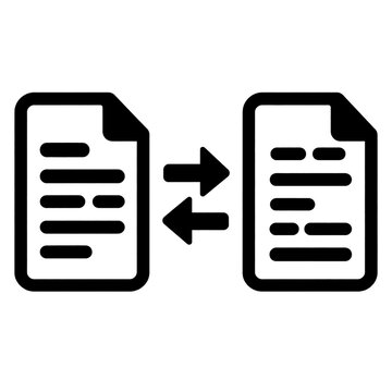 Document version comparison icon with paired pages for reviewing revision differences