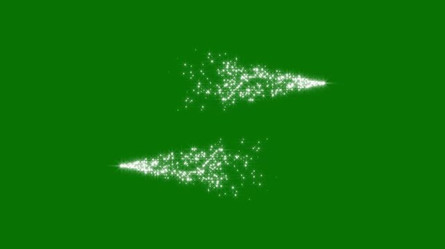 White glowing fairy sparkle line burst, fairy dust wand glitter stars trail transition. glittering star dust trail sparkling particles, glitter sparkle line stars animated green screen.4k