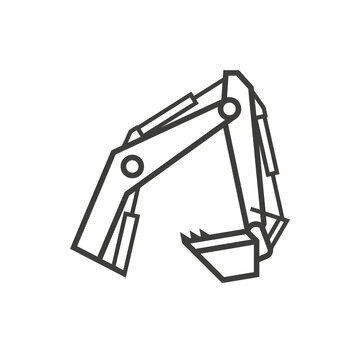 Excavator arm machine icon for heavy construction with heavy duty