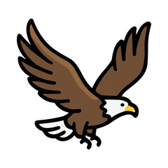 Fototapeta premium Pixel Art American Bald Eagle Soaring With Wings Spread Wide