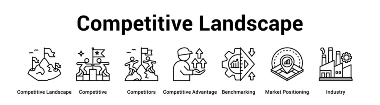 Competitive Landscape web banner icon vector illustration concept for  Industry with icon of Competitive Landscape, Competitive, Competitors, Competitive Advantage, Benchmarking, Market.